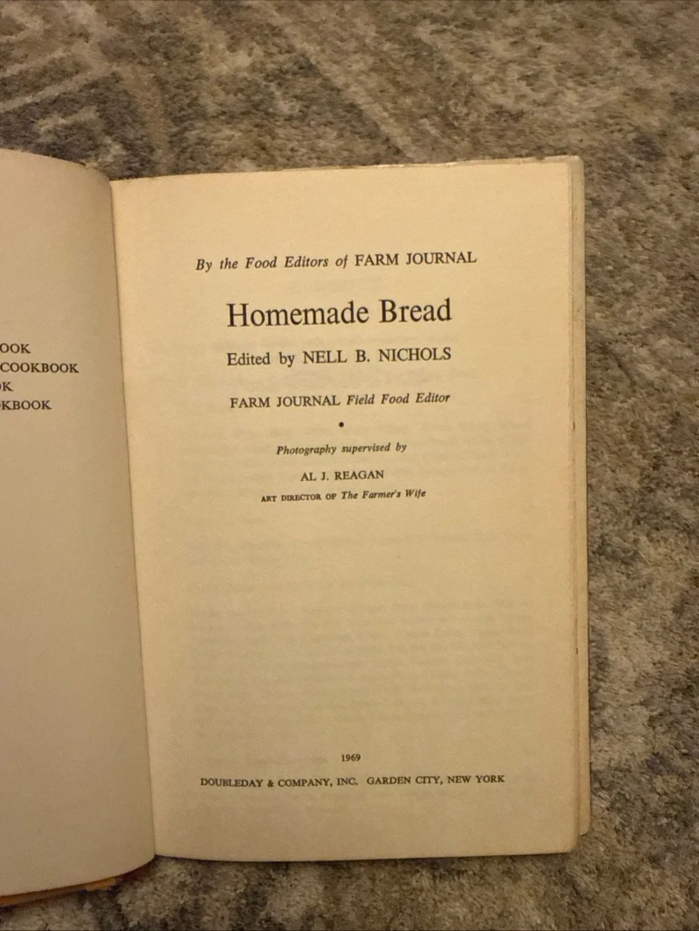 Vintage 1969 Cookbook: Homemade Bread by Farm Journal Hardcover Book Dust Jacket